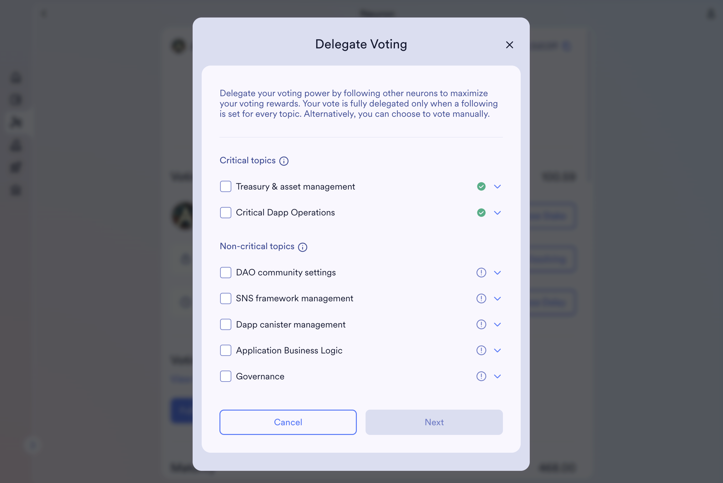Delegate voting with followings
