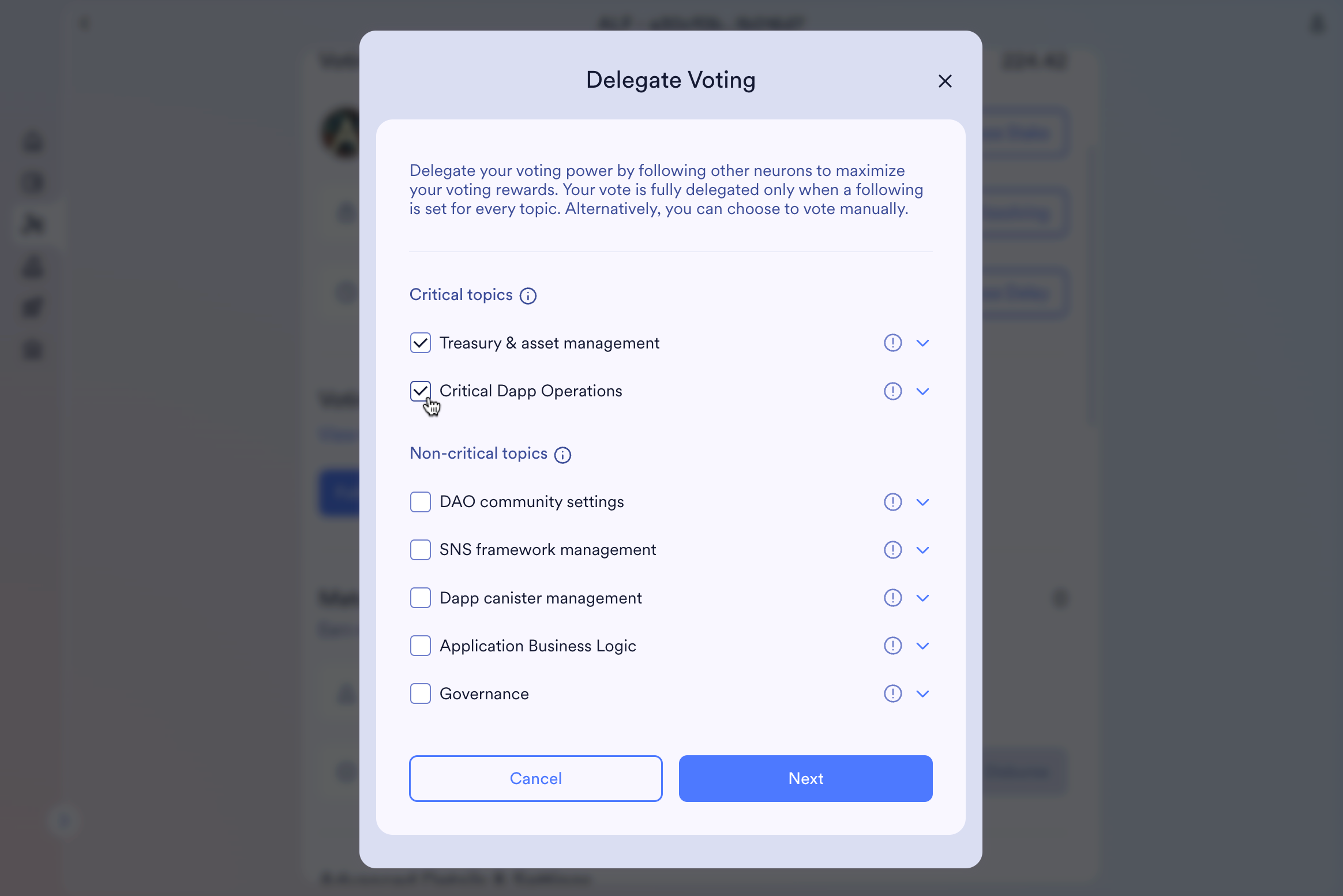 Delegate voting w/o followings