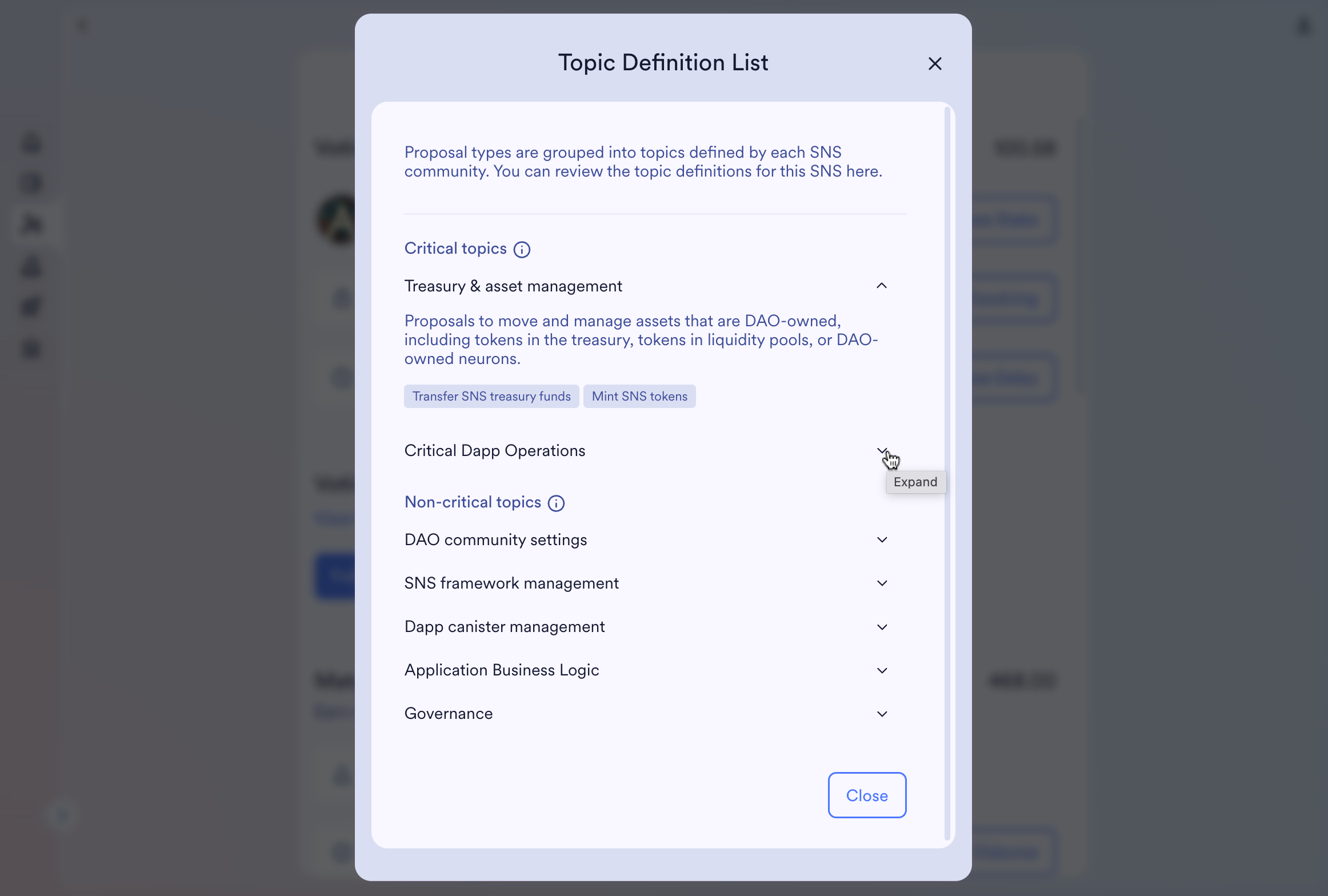 Topic Definition List