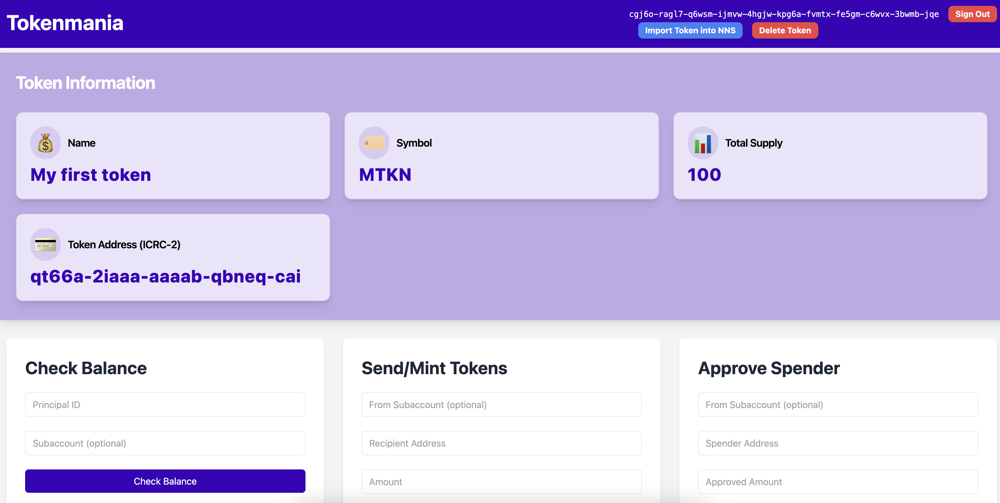 Tokenmania minted tokens